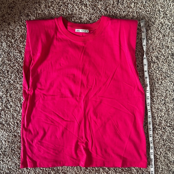 Zara Sleeveless Padded Shoulder Top Size Small - Picture 7 of 13